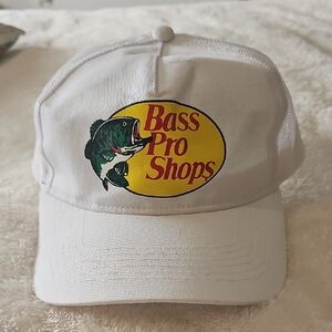 Bass Pro Shops White and Yellow Logo Cap Trucker Hat